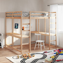 Berkfield Loft Bed With Desk And Ladder 140X200 Cm Solid Wood Pine - thumbnail 1