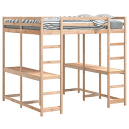 Berkfield Loft Bed With Desk And Ladder 140X200 Cm Solid Wood Pine - thumbnail 4