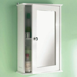 Single Door Mirrored Bathroom Cabinet Shelf - Wall Mounted - Stylish Strong - Chrome Handles For That Classy Look