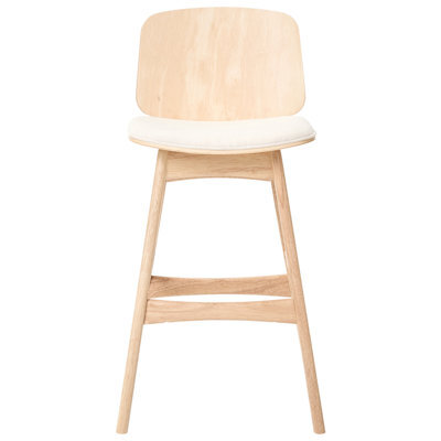 Wyld And Coco Set Of 2 Armless Bar Stools Light Beige Fabric Rubberwood 47 X 50 X 92 Cm - image 1