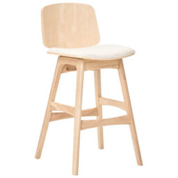 Wyld And Coco Set Of 2 Armless Bar Stools Light Beige Fabric Rubberwood 47 X 50 X 92 Cm - thumbnail 4