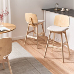 Wyld And Coco Set Of 2 Armless Bar Stools Light Beige Fabric Rubberwood 47 X 50 X 92 Cm - thumbnail 2