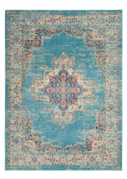 Light Blue Floral Luxurious Traditional Persian Dining Room Rug-114Cm X 175Cm - thumbnail 7