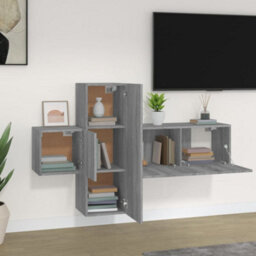 Berkfield 3 Piece Tv Cabinet Set Grey Sonoma Engineered Wood - thumbnail 3