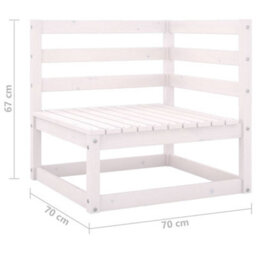 Walplus Garden Outdoor 2-Seater Sofa For Patio Balcony Poolside Furniture White Solid Pinewood - thumbnail 5