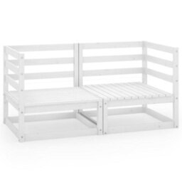 Walplus Garden Outdoor 2-Seater Sofa For Patio Balcony Poolside Furniture White Solid Pinewood - thumbnail 2