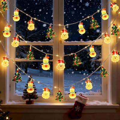 CLEFFNS Christmas Decoration Ornaments Lights String, 20 Leds Santa Claus Snowman Christmas Tree Ornament Lights String For Xmas Tree - image 1