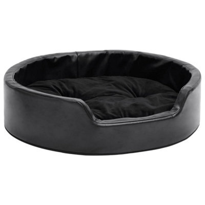 Berkfield Luxury Dog Bed Black 69X59X19 Cm Plush And Faux Leather - image 1