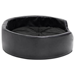 Berkfield Luxury Dog Bed Black 69X59X19 Cm Plush And Faux Leather - thumbnail 4