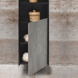 Plum&clay Declan Black & Concrete Wall Hung Bathroom Tall Storage Unit (H)1700mm (W)400mm - thumbnail 8