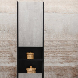 Plum&clay Declan Black & Concrete Wall Hung Bathroom Tall Storage Unit (H)1700mm (W)400mm - thumbnail 7