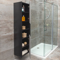 Plum&clay Declan Black & Concrete Wall Hung Bathroom Tall Storage Unit (H)1700mm (W)400mm - thumbnail 6