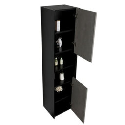 Plum&clay Declan Black & Concrete Wall Hung Bathroom Tall Storage Unit (H)1700mm (W)400mm - thumbnail 3