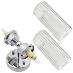 Long Life Lamps Company Ribbed Glass Twin Wall Light Polished Chrome Slim Side Ip44 H3137 - thumbnail 5