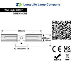 Long Life Lamps Company Ribbed Glass Twin Wall Light Polished Chrome Slim Side Ip44 H3137 - thumbnail 2