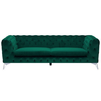 Beliani Sofa 3 Seater Sotra Velvet Emerald Green - image 1