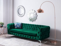 Beliani Sofa 3 Seater Sotra Velvet Emerald Green - thumbnail 2