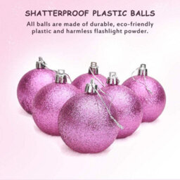 Shatchi 50mm/24Pcs Christmas Baubles Shatterproof Pale Pink,tree Decorations - thumbnail 3