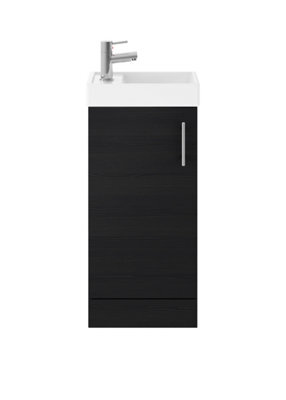 Balterley Freehay Contemporary Bathroom Floor Standing 1 Soft-Close Door Vanity Unit & Rectangular Basin, Charcoal Black, 405 mm - image 1