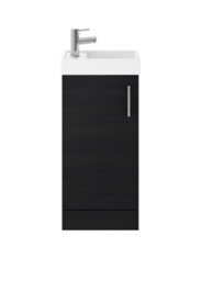 Balterley Freehay Contemporary Bathroom Floor Standing 1 Soft-Close Door Vanity Unit & Rectangular Basin, Charcoal Black, 405 mm - thumbnail 1