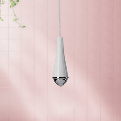 Croydex Classic White Chrome Effect Plastic & String Light Pull - image 1