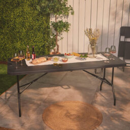 Vonhaus Folding Garden Dining Table, 6Ft Folding Table For Garden, Rattan Effect & Weatherproof Foldable Table For Outdoor Use - thumbnail 2