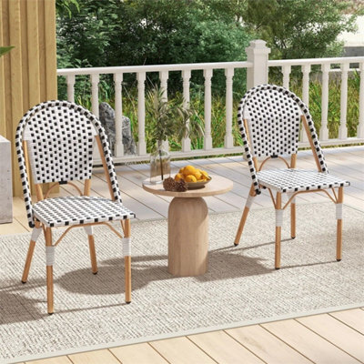 Accent Chair Set Of 2 Outdoor Armless Dining Chairs French - image 1