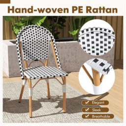 Accent Chair Set Of 2 Outdoor Armless Dining Chairs French - thumbnail 3