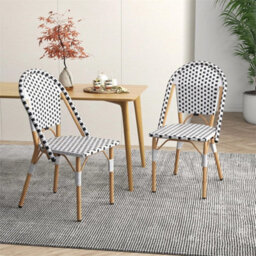 Accent Chair Set Of 2 Outdoor Armless Dining Chairs French - thumbnail 4