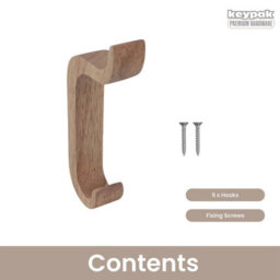Keypak 5 Pack Scandi Wooden J Hook Wall Mounted Coat Hook Minimalist Scandinavian Wall Hook For Storage - thumbnail 3