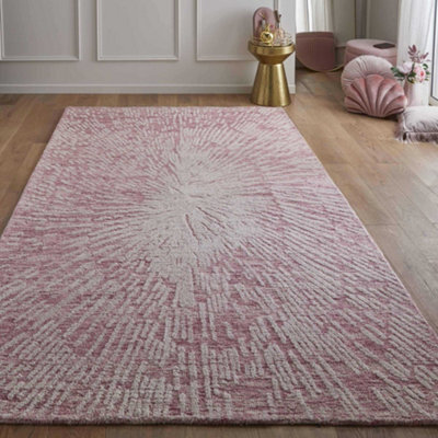 Melrose 100% Wool Made Pink Burst Contemporary Pattern Large Indoor Area Rug 160/230Cm - image 1