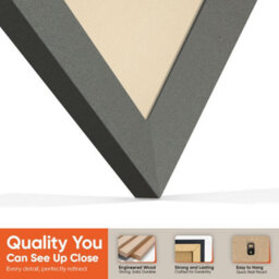 "AK Frames 25X17"" Dark Grey Sleek Vinyl Record Frame With Ivory Mount For 12 Inch Lp Cover & Disc - Overlapped Design" - thumbnail 3