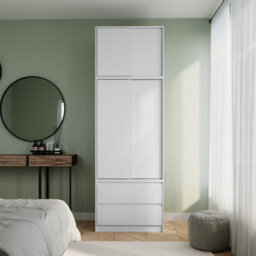 Urbn-Living Urbnliving 240Cm Large Sliding Door Wardrobe With Hanging Rail & Storage White Carcass White Doors - thumbnail 4