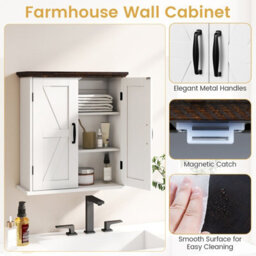Gainoom Bathroom White Wall Cabinet Farmhouse Medicine Cabinet Over The Toilet Storage Cabinet Wall Mounted - thumbnail 8