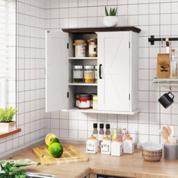 Gainoom Bathroom White Wall Cabinet Farmhouse Medicine Cabinet Over The Toilet Storage Cabinet Wall Mounted - thumbnail 4