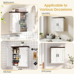 Gainoom Bathroom White Wall Cabinet Farmhouse Medicine Cabinet Over The Toilet Storage Cabinet Wall Mounted - thumbnail 6