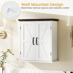 Gainoom Bathroom White Wall Cabinet Farmhouse Medicine Cabinet Over The Toilet Storage Cabinet Wall Mounted - thumbnail 5