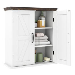 Gainoom Bathroom White Wall Cabinet Farmhouse Medicine Cabinet Over The Toilet Storage Cabinet Wall Mounted - thumbnail 1