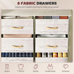 Homcom Fabric Chest Of Drawers, 8 Drawer Dresser For Bedroom, Natural Wood - thumbnail 4