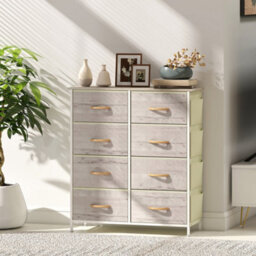 Homcom Fabric Chest Of Drawers, 8 Drawer Dresser For Bedroom, Natural Wood - thumbnail 9