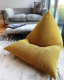 Beautiful Beanbags Adult Jumbo Cord Beanbag Wedge Ready Filled Bean Bags - Mustard