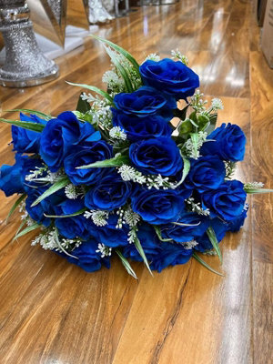Biznest 2 Bundles Of Artificial Rose Flower Bouquet (48 Head) Bunch Home, Party, Event Décor ( Blue )