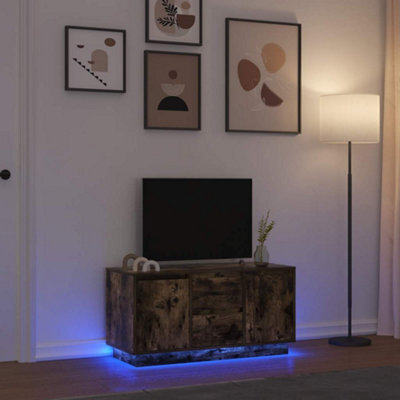 Berkfield Tv Cabinet With Led Lights Smoked Oak 100X41X50 Cm - image 1