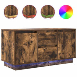 Berkfield Tv Cabinet With Led Lights Smoked Oak 100X41X50 Cm - thumbnail 2