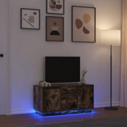 Berkfield Tv Cabinet With Led Lights Smoked Oak 100X41X50 Cm - thumbnail 1