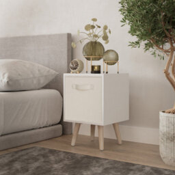 Urbn-Living Urbnliving 51Cm Height White Wooden Cube Storage Bookcase Pine Legs Cream Colour Inserts