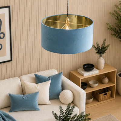 CGC Lighting Cgc Milano Teal & Gold Oversized Large Velvet Fabric Lamp Shade - image 1