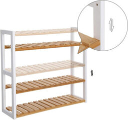 Songmics Bamboo Bathroom Shelf, 3-Tier Adjustable Plants Rack, Wall-Mounted Or Stand, Room, Balcony, Kitchen, Natural And White - thumbnail 5
