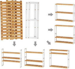 Songmics Bamboo Bathroom Shelf, 3-Tier Adjustable Plants Rack, Wall-Mounted Or Stand, Room, Balcony, Kitchen, Natural And White - thumbnail 6