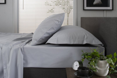 The Lyndon Company 200 Thread Count Cotton Fitted Sheet Silver - image 1